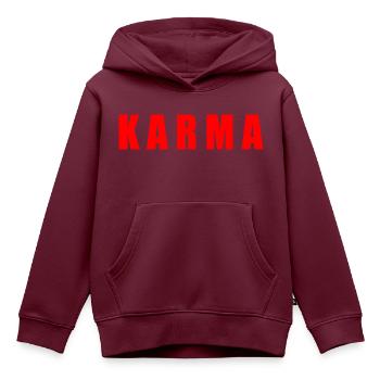 Karma - Kinder Premium Organic Hoodie - Burgunderrot - Vorne - AI Model Kid Female (0cm)