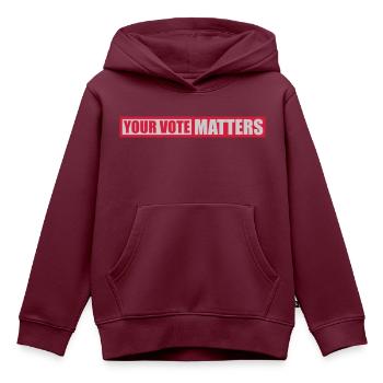 your vote matters Zitat - Kinder Premium Organic Hoodie - Burgunderrot - Vorne - AI Model Kid Female (0cm)