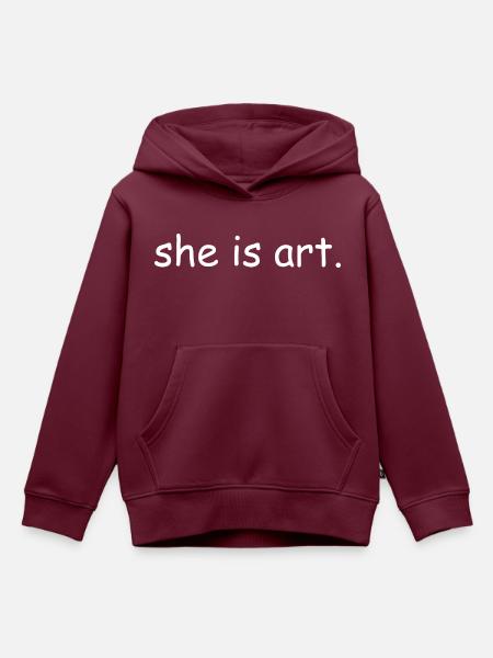 She is art - Kinder Premium Organic Hoodie - Burgunderrot