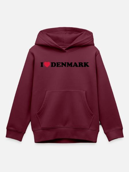 I love Denmark - Kinder Premium Organic Hoodie - Burgunderrot