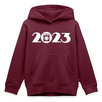 Waschmaschine, Wäscherei 2023 - Kinder Premium Organic Hoodie - Burgunderrot - Vorne - AI Model Kid Female (0cm)