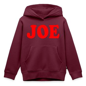 Joe - Kinder Premium Organic Hoodie - Burgunderrot - Vorne - AI Model Kid Female (0cm)
