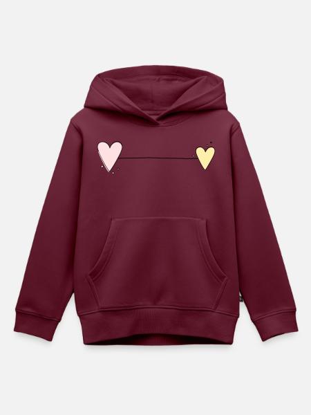 Herz Linie Horizontal - Kinder Premium Organic Hoodie - Burgunderrot