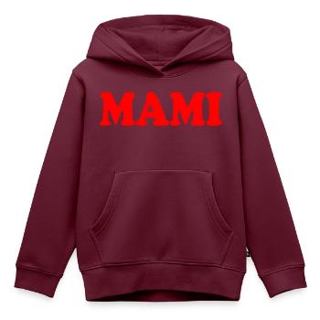 Mami - Kinder Premium Organic Hoodie - Burgunderrot - Vorne - AI Model Kid Female (0cm)