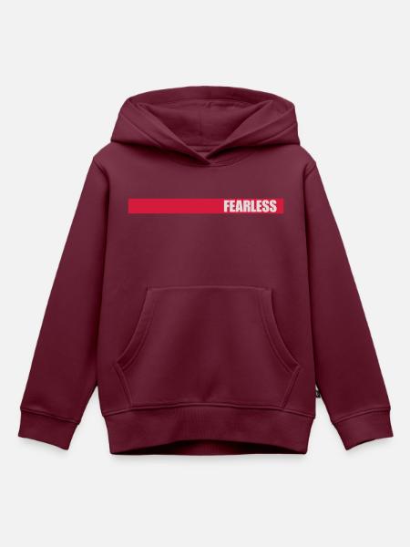fearless Text Zitat Design - Kinder Premium Organic Hoodie - Burgunderrot