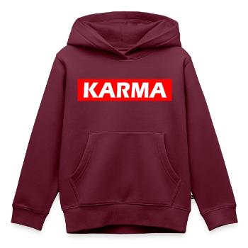 Karma - Kinder Premium Organic Hoodie - Burgunderrot - Vorne - AI Model Kid Female (0cm)