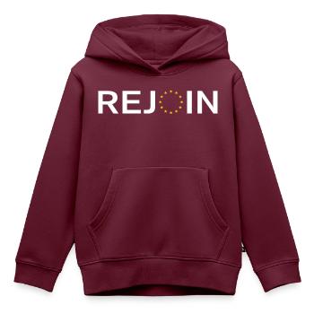 Treten Sie EU White wieder bei - Kinder Premium Organic Hoodie - Burgunderrot - Vorne - AI Model Kid Female (0cm)