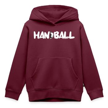 Handball - Hinten Mitte - Kinder Premium Organic Hoodie - Burgunderrot - Vorne - AI Model Kid Female (0cm)