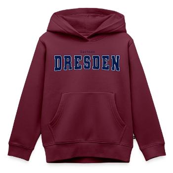 Dresden - Kinder Premium Organic Hoodie - Burgunderrot - Vorne - AI Model Kid Female (0cm)
