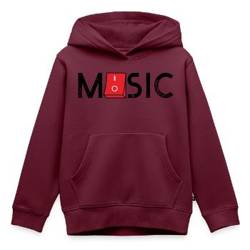 Music On Off - Kinder Premium Organic Hoodie - Burgunderrot - Vorne - AI Model Kid Female (0cm)