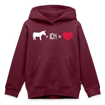Esel plus ich gleich Liebe - Kinder Premium Organic Hoodie - Burgunderrot - Vorne - AI Model Kid Female (0cm)