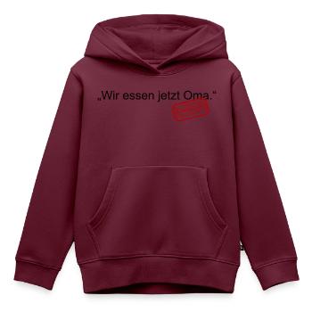 Wir essen jetzt Oma Satzzeichen Leben retten Komma - Kinder Premium Organic Hoodie - Burgunderrot - Vorne - AI Model Kid Female (0cm)