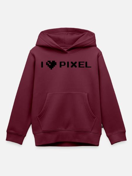 i love pixel - Kinder Premium Organic Hoodie - Burgunderrot