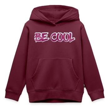 BE COOL - Kinder Premium Organic Hoodie - Burgunderrot - Vorne - AI Model Kid Female (0cm)