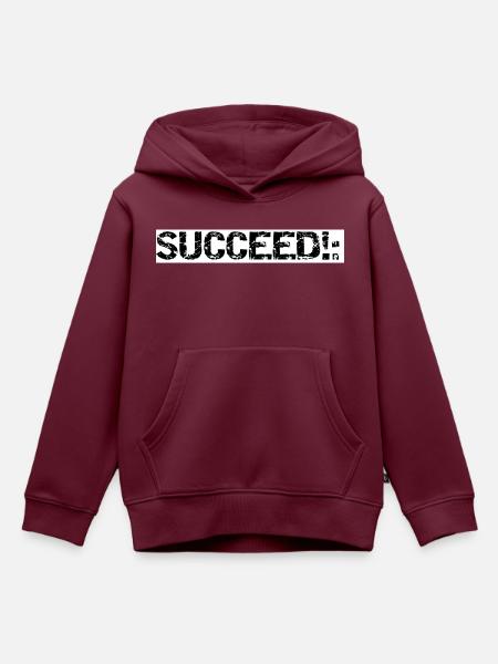 SUCCEED!: - Kinder Premium Organic Hoodie - Burgunderrot