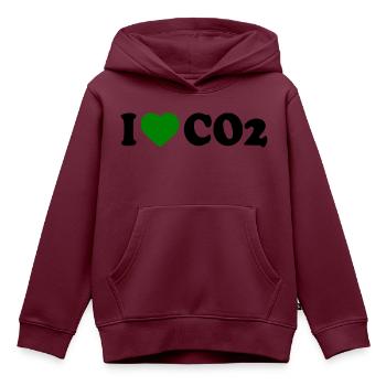 I love co2 - Kinder Premium Organic Hoodie - Burgunderrot - Vorne - AI Model Kid Female (0cm)