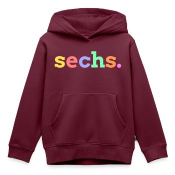 Sechs 6. Geburtstag - Kinder Premium Organic Hoodie - Burgunderrot - Vorne - AI Model Kid Female (0cm)