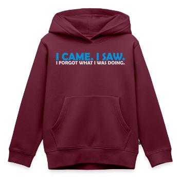 I came saw forget - Kinder Premium Organic Hoodie - Burgunderrot - Vorne - AI Model Kid Female (0cm)