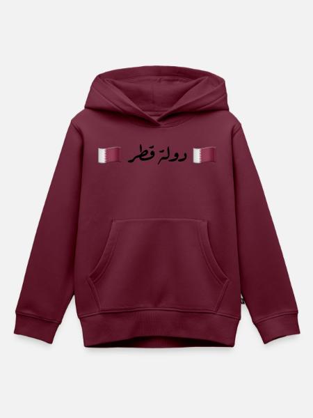 دولة قطر Qatar – Katar-Flaggen - Kinder Premium Organic Hoodie - Burgunderrot