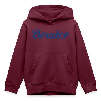 Bruder dunkelblau 2024 - Kinder Premium Organic Hoodie - Burgunderrot - Vorne - AI Model Kid Female (0cm)