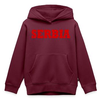 Serbien - Kinder Premium Organic Hoodie - Burgunderrot - Vorne - AI Model Kid Female (0cm)