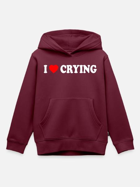 i love crying - Kinder Premium Organic Hoodie - Burgunderrot