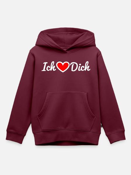 Ich liebe dich - Kinder Premium Organic Hoodie - Burgunderrot