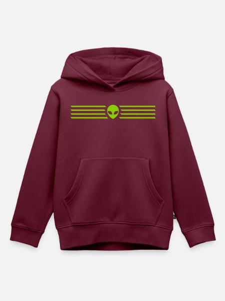 Linien Striche Alien Design - Kinder Premium Organic Hoodie - Burgunderrot