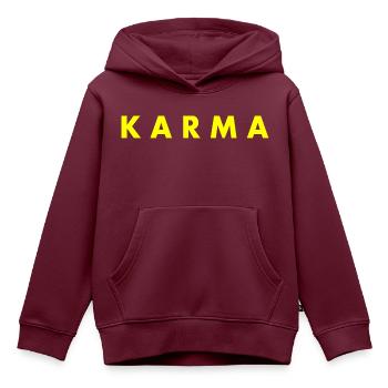 Karma - Kinder Premium Organic Hoodie - Burgunderrot - Vorne - AI Model Kid Female (0cm)