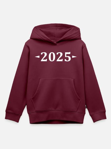 2025 - Kinder Premium Organic Hoodie - Burgunderrot