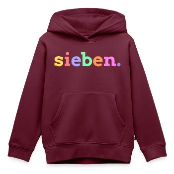 Sieben 7. Geburtstag - Kinder Premium Organic Hoodie - Burgunderrot - Vorne - AI Model Kid Female (0cm)
