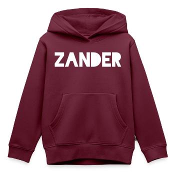 Zander - Kinder Premium Organic Hoodie - Burgunderrot - Vorne - AI Model Kid Female (0cm)
