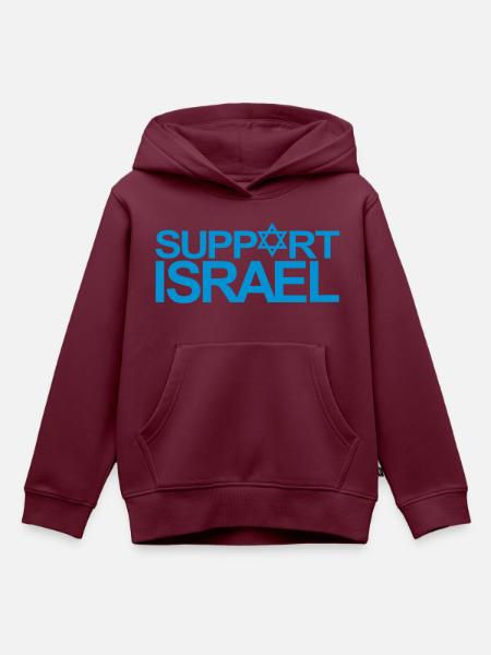 SUPPORT ISRAEL - Kinder Premium Organic Hoodie - Burgunderrot