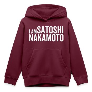 Ich bin Satoshi Nakamoto - Kinder Premium Organic Hoodie - Burgunderrot - Vorne - AI Model Kid Female (0cm)