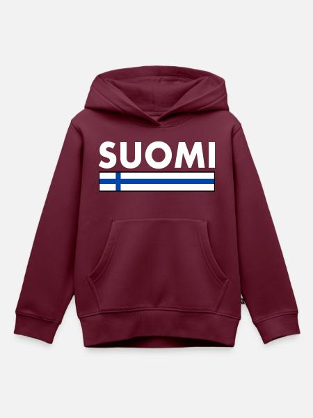 Suomi - Kinder Premium Organic Hoodie - Burgunderrot