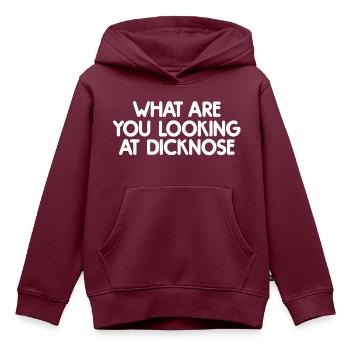 Was schaust du dir Dicknose Teen Wolf Film - Kinder Premium Organic Hoodie - Burgunderrot - Vorne - AI Model Kid Female (0cm)