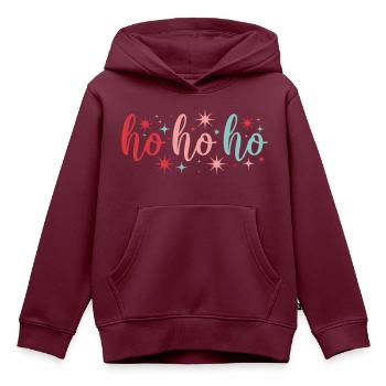 Ho Ho Ho - Kinder Premium Organic Hoodie - Burgunderrot - Vorne - AI Model Kid Female (0cm)