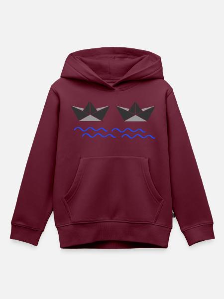 papierboote 02 - Kinder Premium Organic Hoodie - Burgunderrot