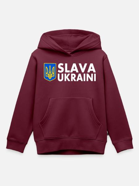 Slava ukraini - Kinder Premium Organic Hoodie - Burgunderrot