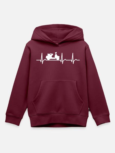 EKG Kurve - Herzkurve - Motorroller - Motorrad - Kinder Premium Organic Hoodie - Burgunderrot
