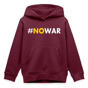 No war - Kinder Premium Organic Hoodie - Burgunderrot - Vorne - AI Model Kid Female (0cm)