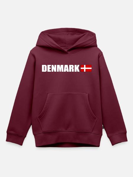 Dänemark - Kinder Premium Organic Hoodie - Burgunderrot