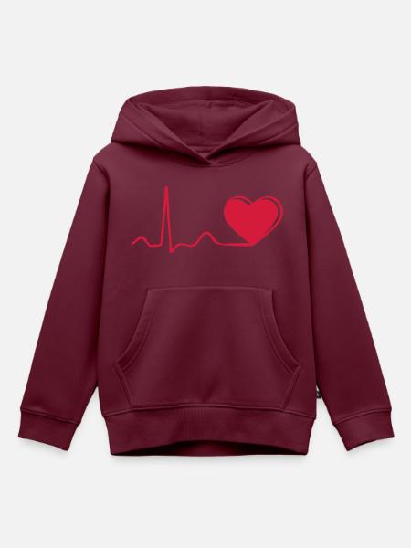 Herzschlag - Kinder Premium Organic Hoodie - Burgunderrot