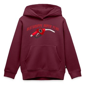 Blutgruppe Super Plus - Kinder Premium Organic Hoodie - Burgunderrot - Vorne - AI Model Kid Female (0cm)