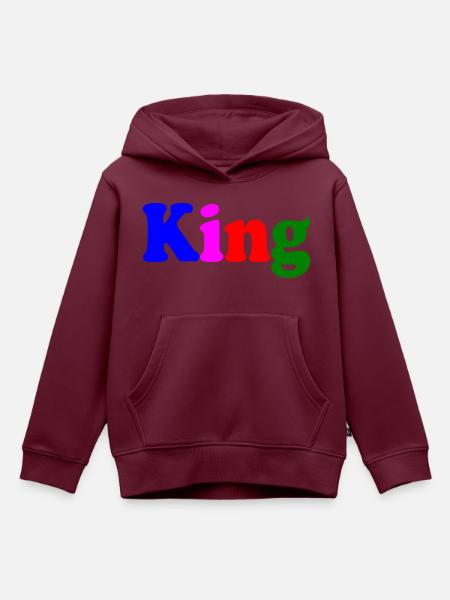 King - Kinder Premium Organic Hoodie - Burgunderrot