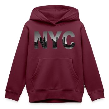 NYC - Kinder Premium Organic Hoodie - Burgunderrot - Vorne - AI Model Kid Female (0cm)