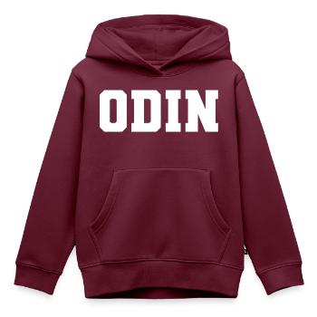 Name - Odin - Kinder Premium Organic Hoodie - Burgunderrot - Vorne - AI Model Kid Female (0cm)