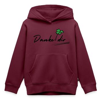 Danke dir - Kinder Premium Organic Hoodie - Burgunderrot - Vorne - AI Model Kid Female (0cm)