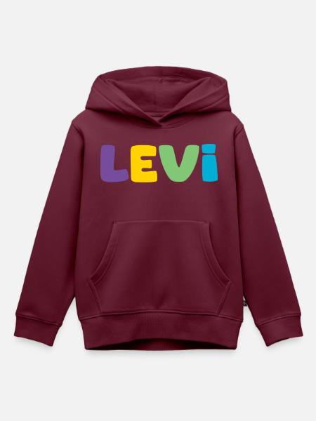 Name - Levi - Kinder Premium Organic Hoodie - Burgunderrot