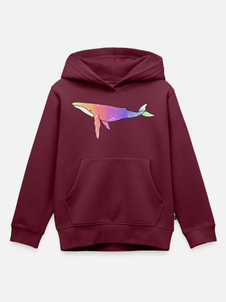 Wal Regenbogen Version - Kinder Premium Organic Hoodie - Burgunderrot